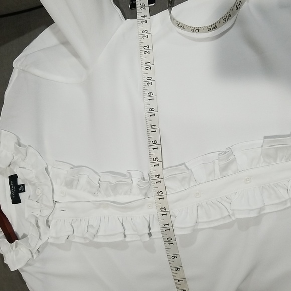 Tahari ASL Women's Ruffle Long Sleeve Blouse Size XL in White - Picture 9 of 11